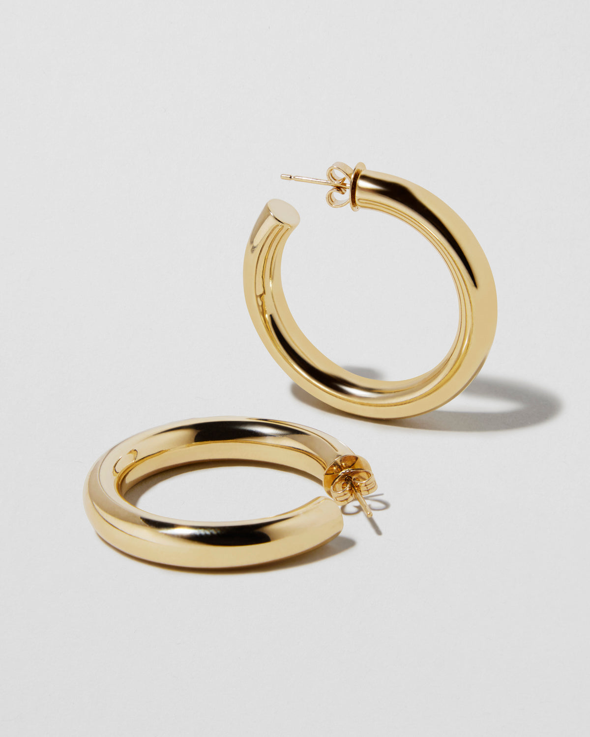 1" Mini Natasha Hoops in 14K Yellow Gold earring - front view | small gold hoop earrings