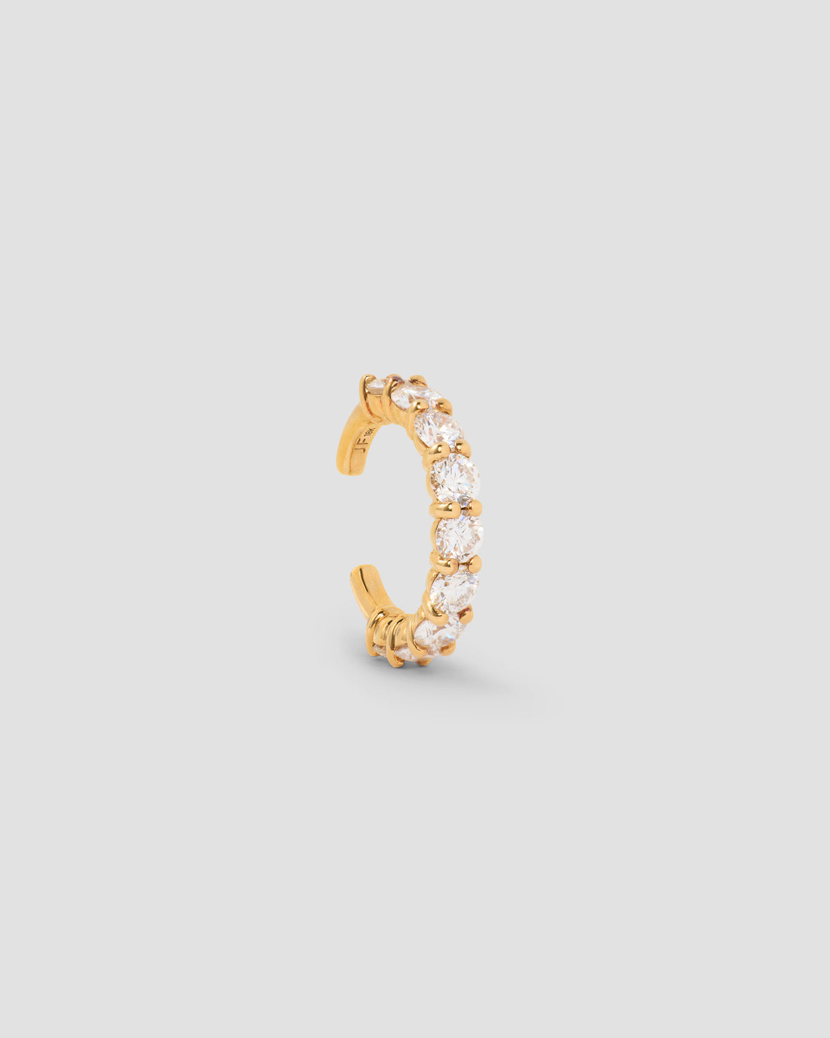 Oversized Floating Diamond Ear Cuff gold earring - front view | diamond earrings for women