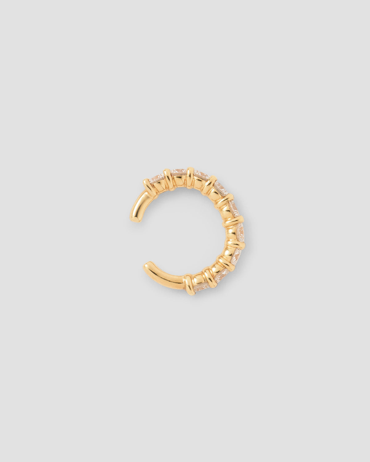 Oversized Floating Diamond Ear Cuff gold earring - close-up detail | diamond earrings for women