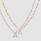 Floating Diamond Minimal Block Letter Pendant - 18K Yellow Gold