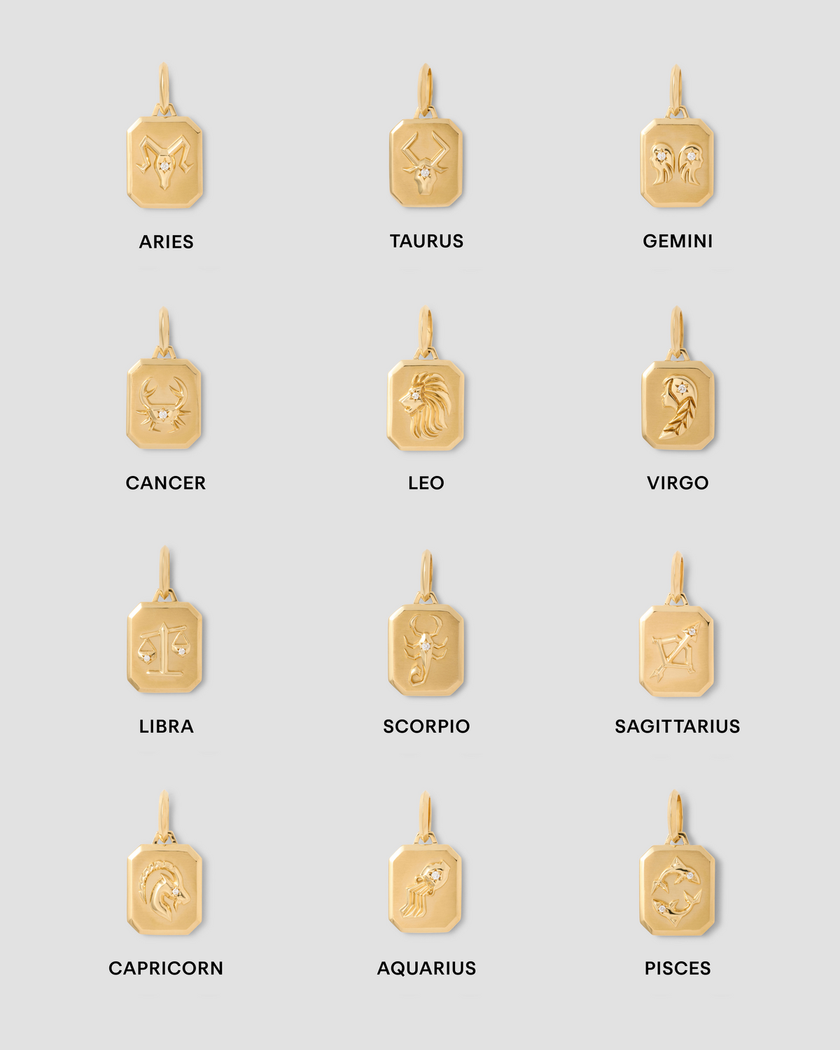 Zodiac Charm with Diamond in 18K Yellow gold charm - styled on model | custom charm necklace