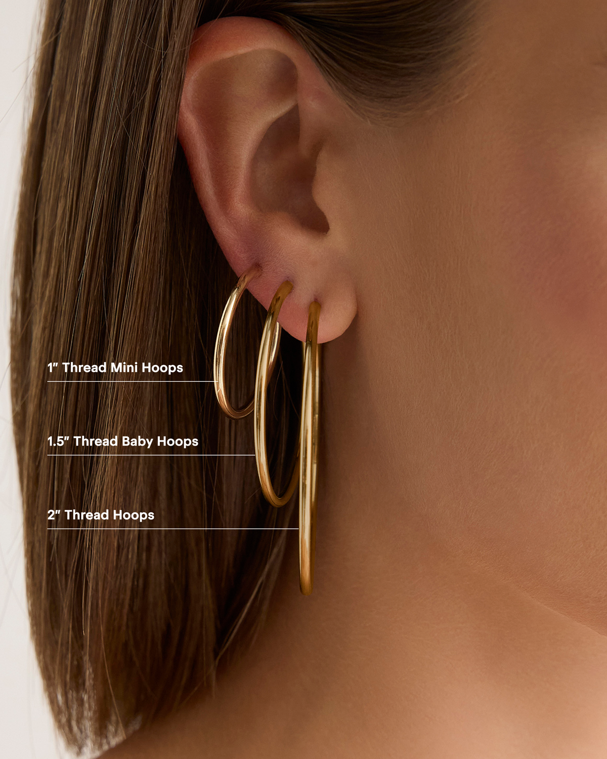 1.5" Thread Baby Hoops earring - close-up detail | gold hoop earrings