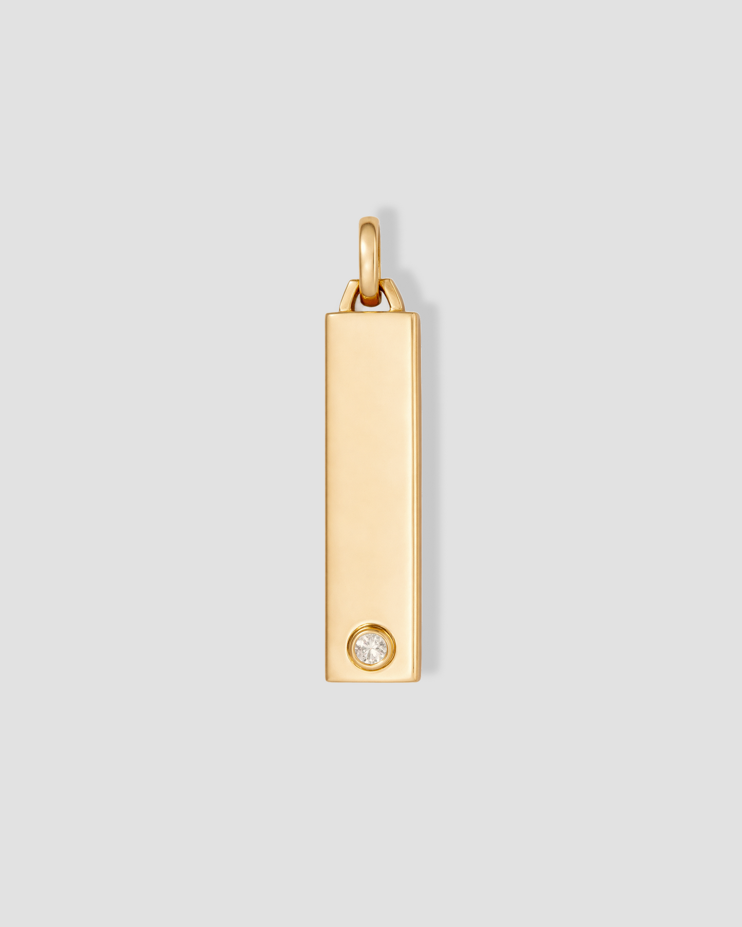 Personalized Narrow Classic Diamond Dog Tag in 18K Yellow Gold