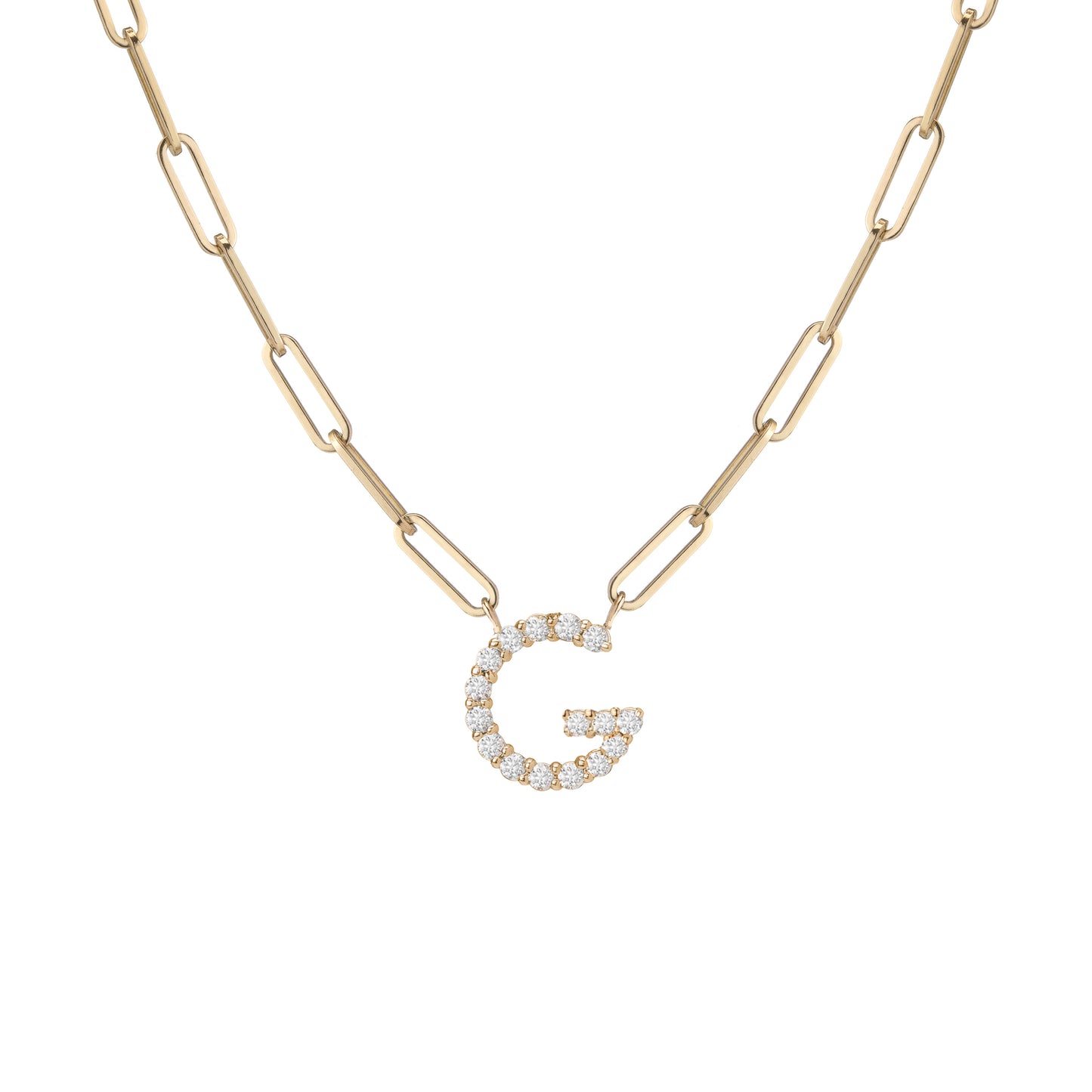 Floating Diamond Minimal Block Letter Pendant - 18K Yellow Gold