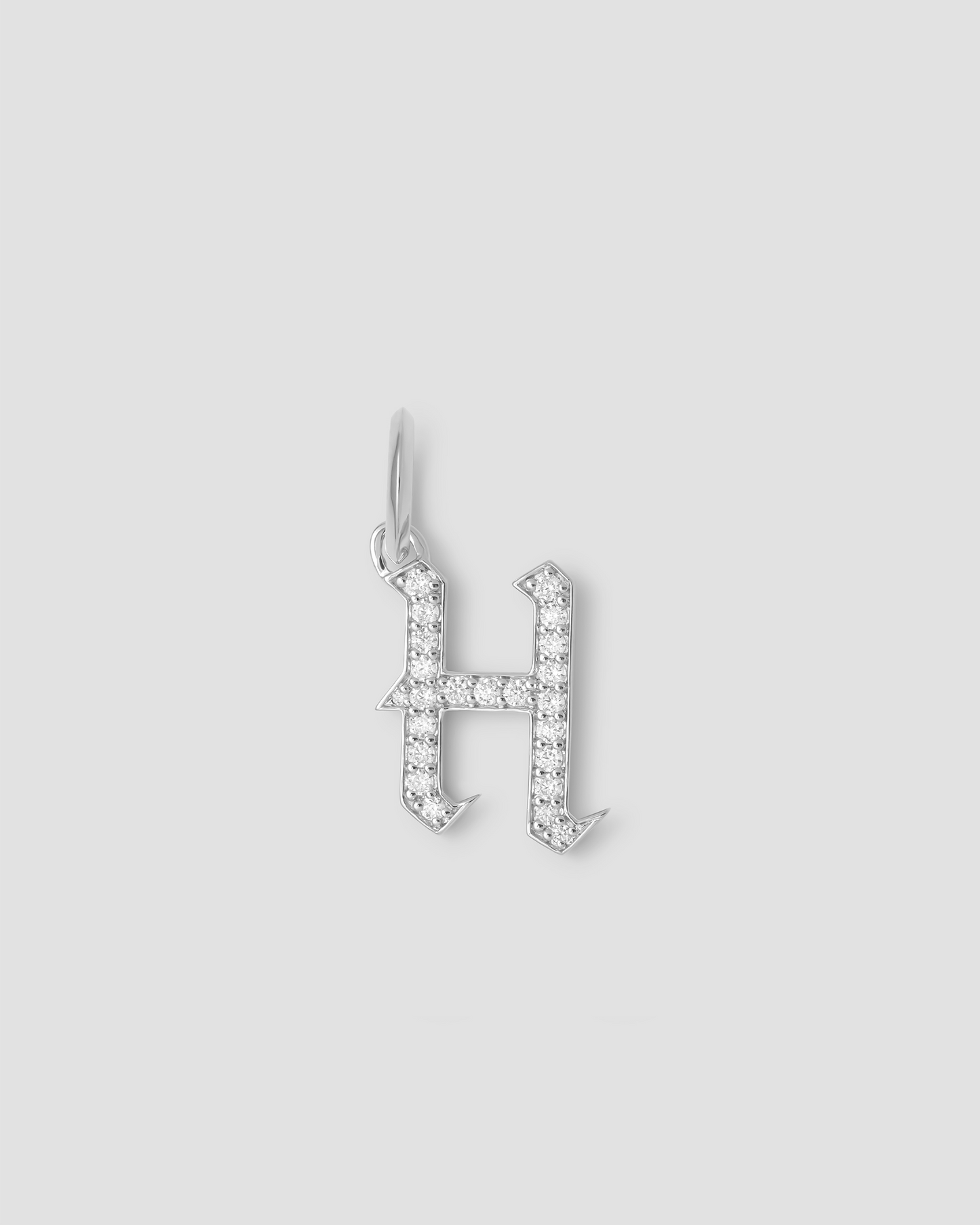 Capital Gothic Letter Charm with Pavé White Diamonds