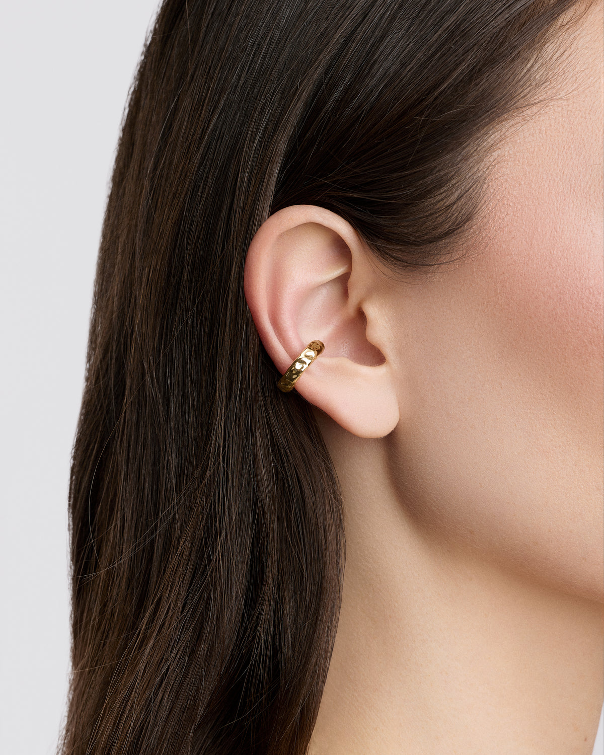 Hailey Ear Cuff earring - styled on model | 18k gold earrings