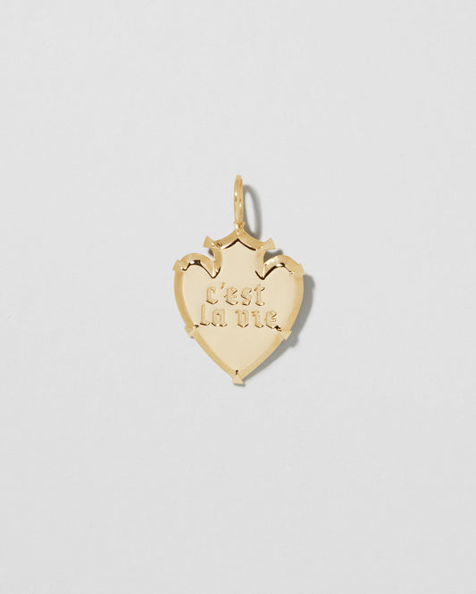 Jennifer Fisher - Heart Shield with Gothic Lettering - Yellow Gold