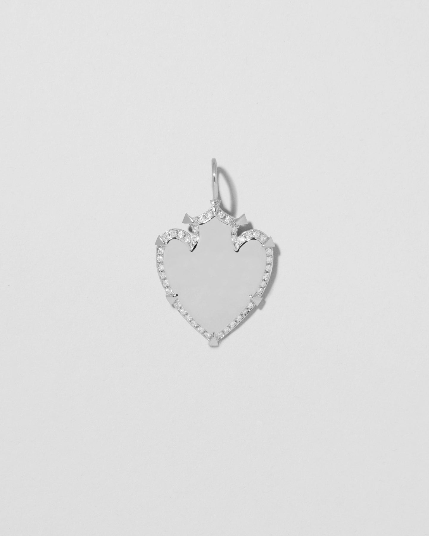 Jennifer Fisher - Heart Shield with Pave White Diamonds -White Gold