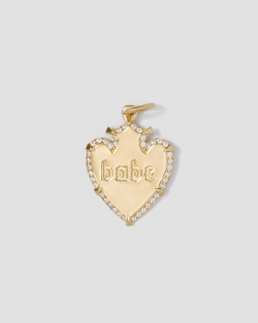 Heart Shield with Pave White Diamonds