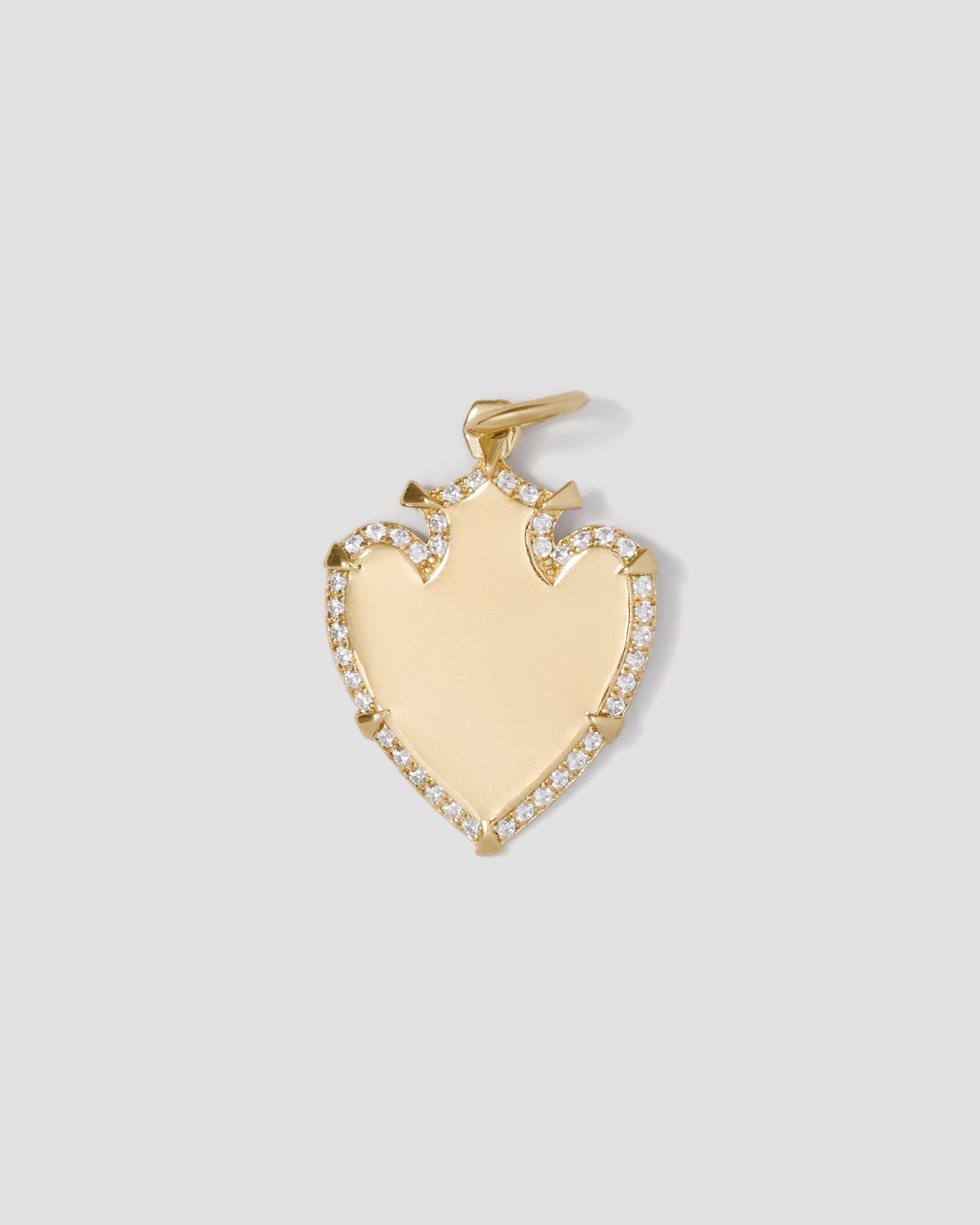 Heart Shield with Pave White Diamonds in 18K Yellow Gold