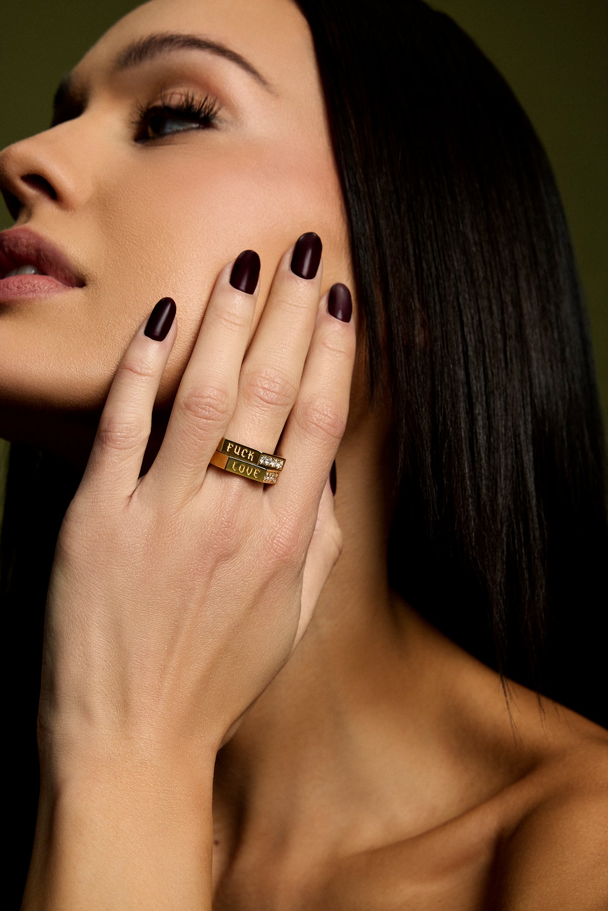 Peak Ring with Diamonds gold ring - alternate angle | womens diamond rings