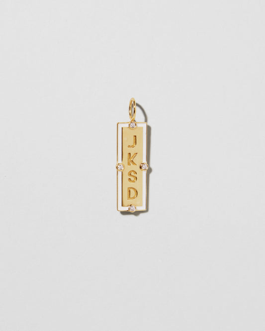Jennifer Fisher - Homecoming Dog Tag with 4 Diamonds and White Enamel - Yellow Gold