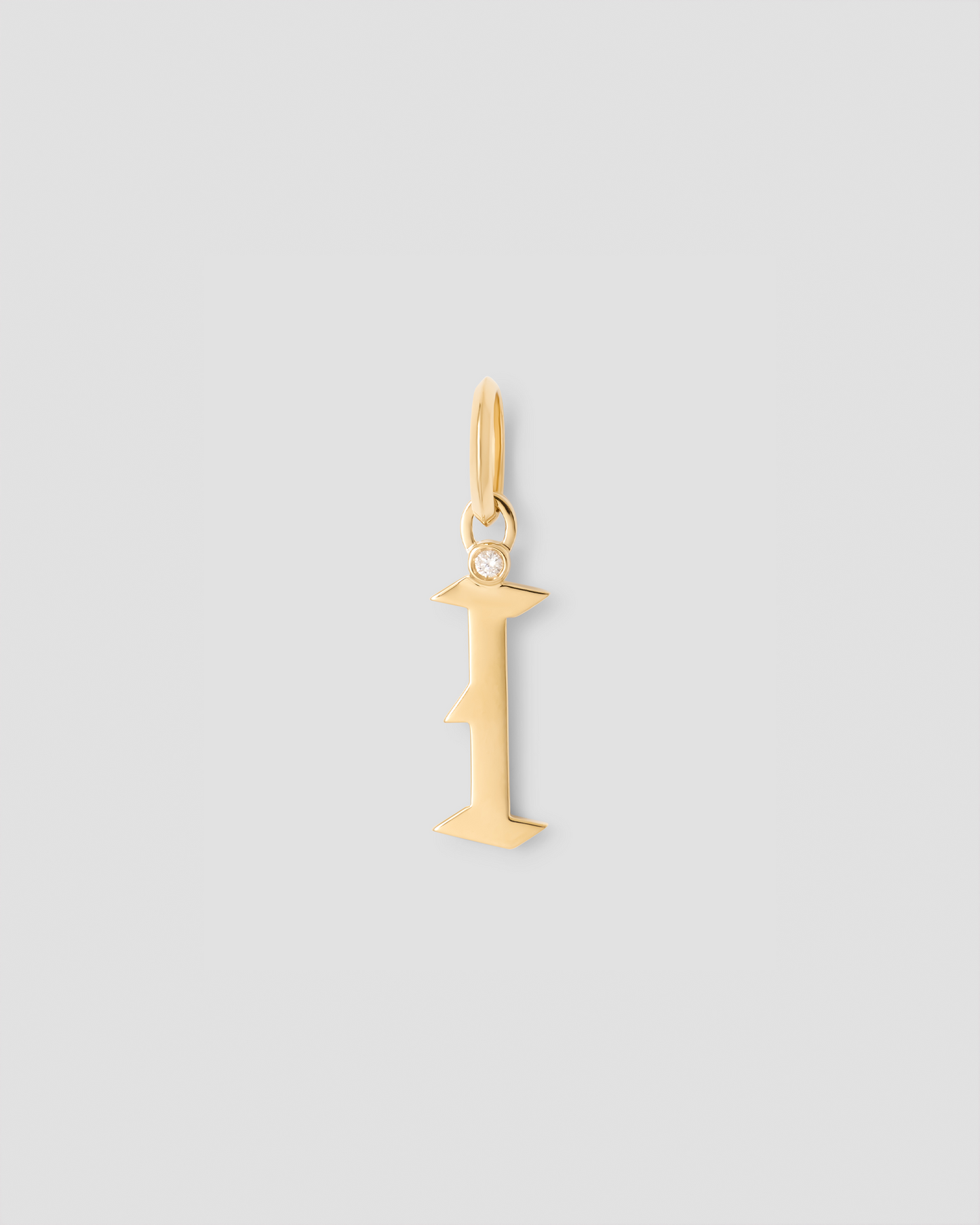 Capital Gothic Letter Charm with Diamond in 18K Yellow Gold