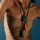 Semi-Precious Dagger Leather Cord Necklace