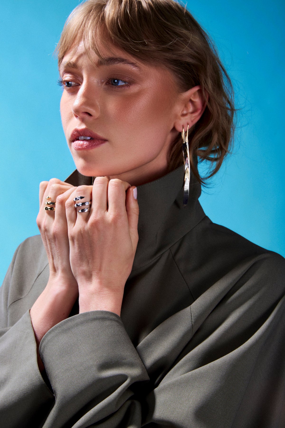 Feather Ring ring - side view | womens gold rings