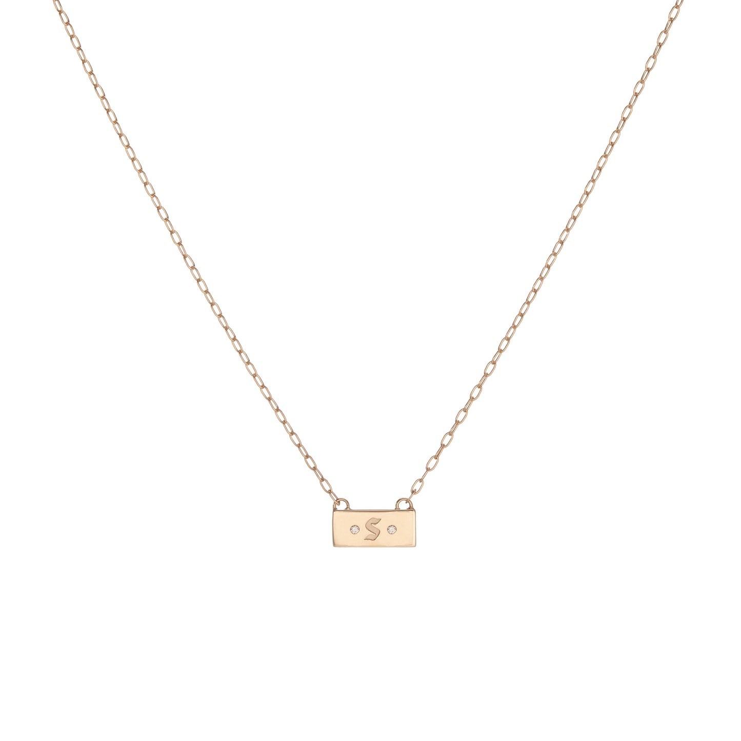 Jennifer Fisher - Gothic Letter S with Two Diamonds Pendant Necklace - Yellow Gold