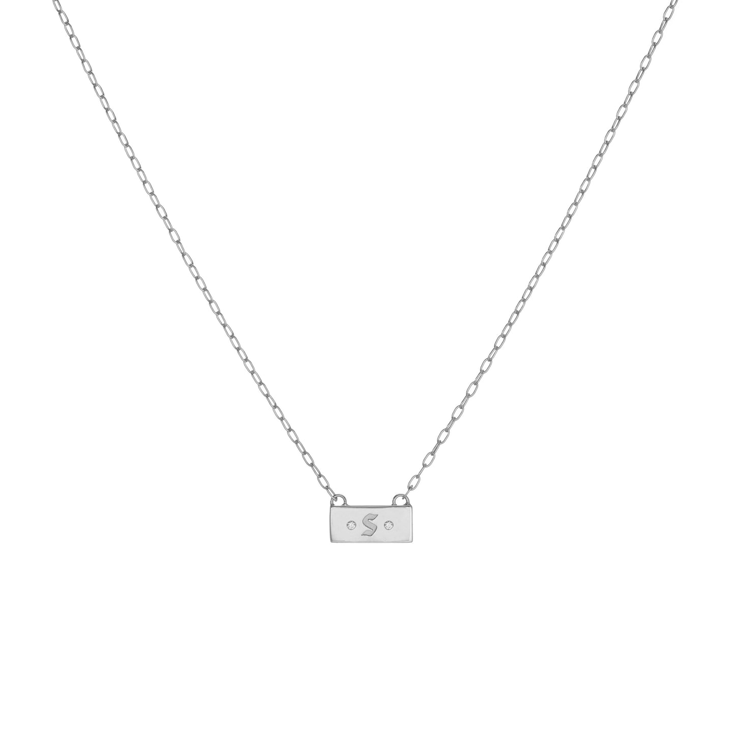 Jennifer Fisher - 1 Gothic Letter and 2 Diamond Pendant Necklace - White Gold