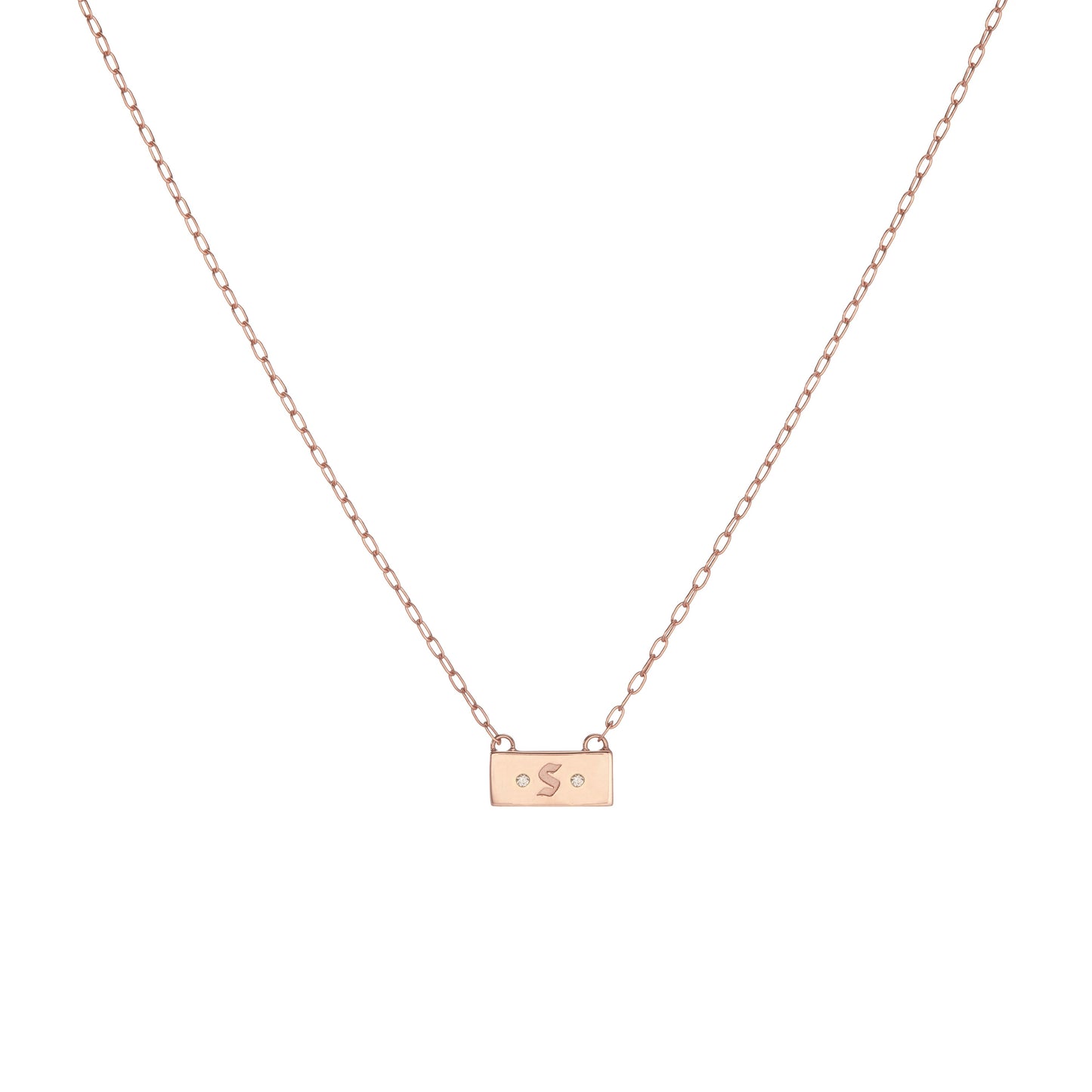 Jennifer Fisher - 1 Gothic Letter and 2 Diamond Pendant Necklace - Rose Gold