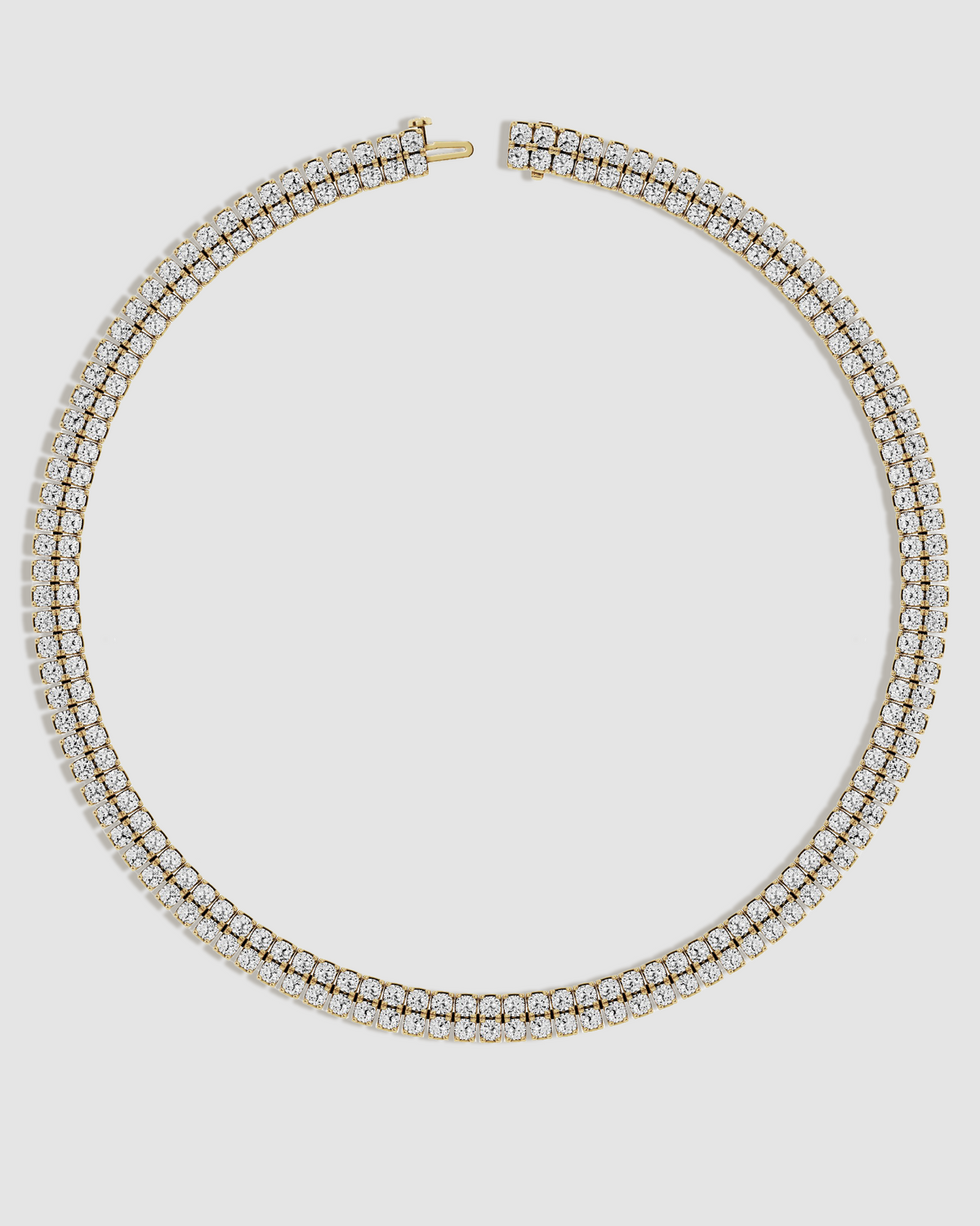 JF Lab - Cushion Cut Double Choker gold necklace - close-up detail | lab grown diamond necklace