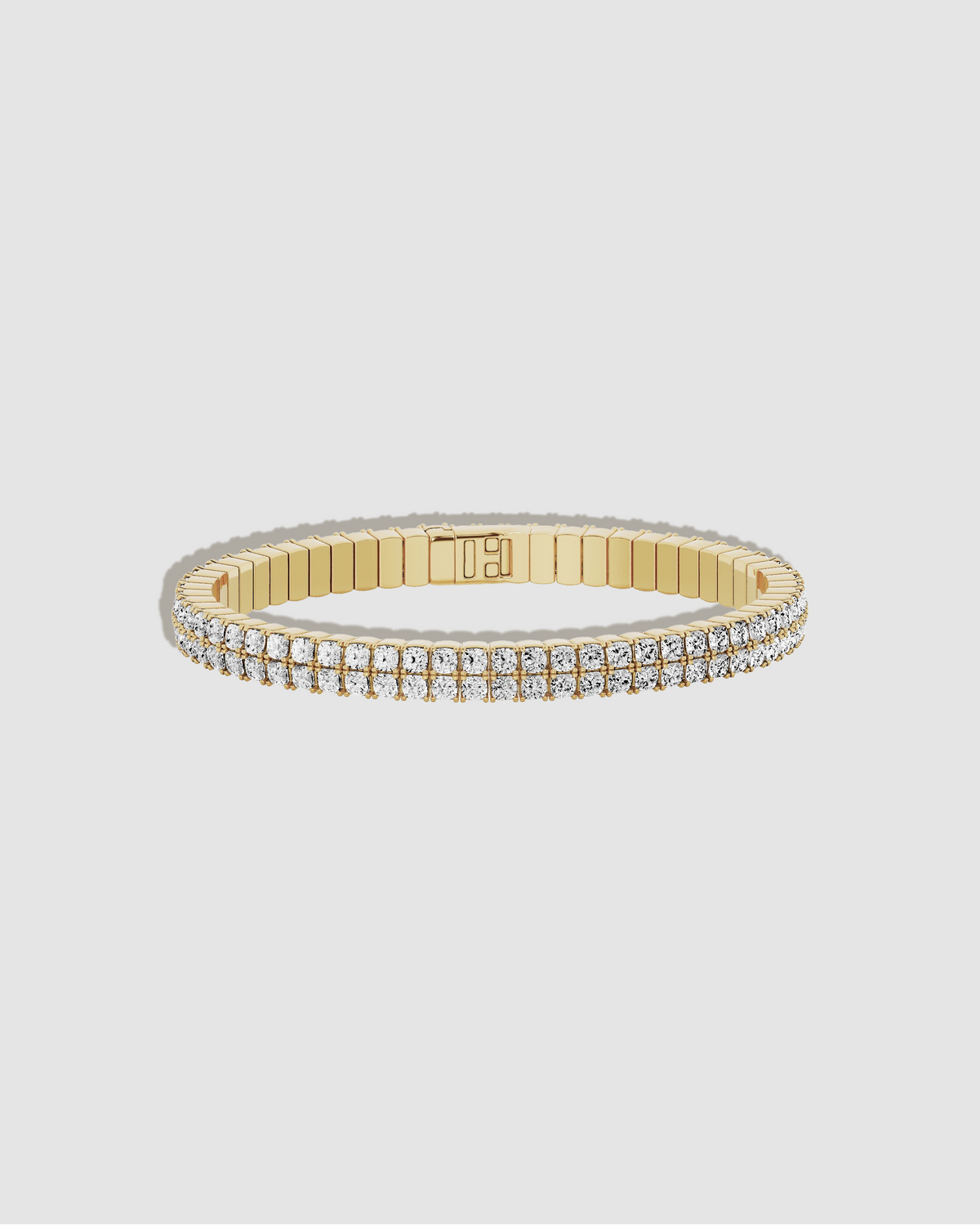 JF Lab - Cushion Cut Double Flex Bangle bracelet - front view | gold bracelets for women