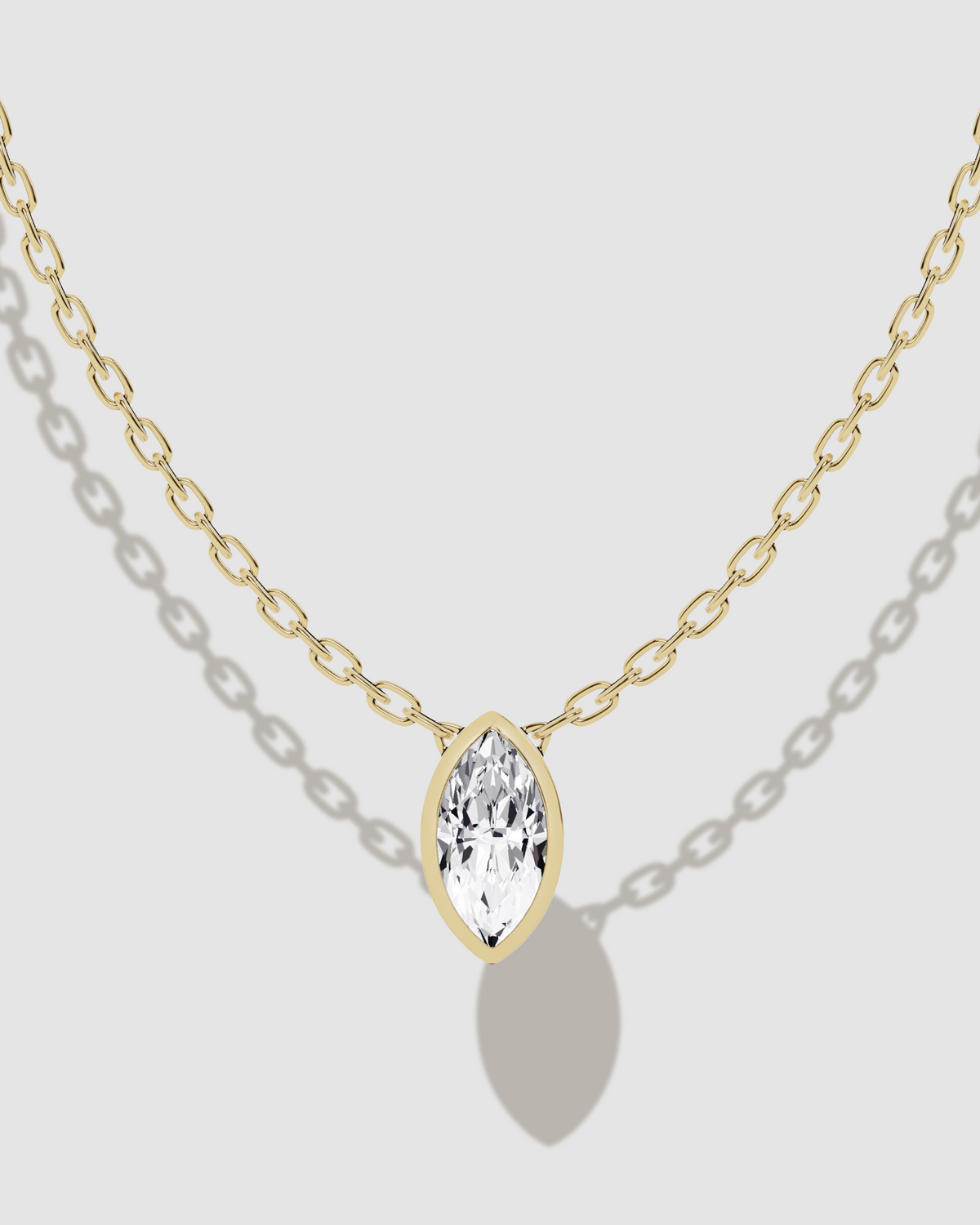 JF Lab - Marquise Solitaire Pendant gold necklace - alternate angle | lab grown diamond necklace