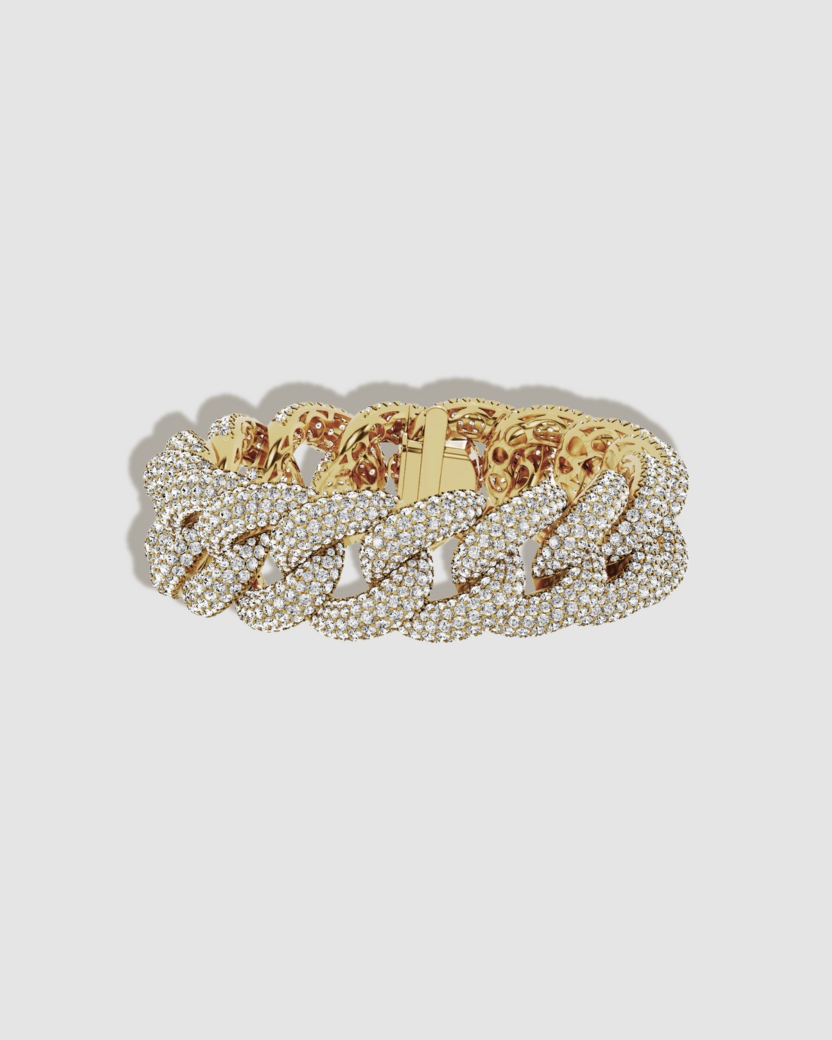 JF Lab - Pavé Diamond Cuban Link Bracelet - front view | female gold bracelet
