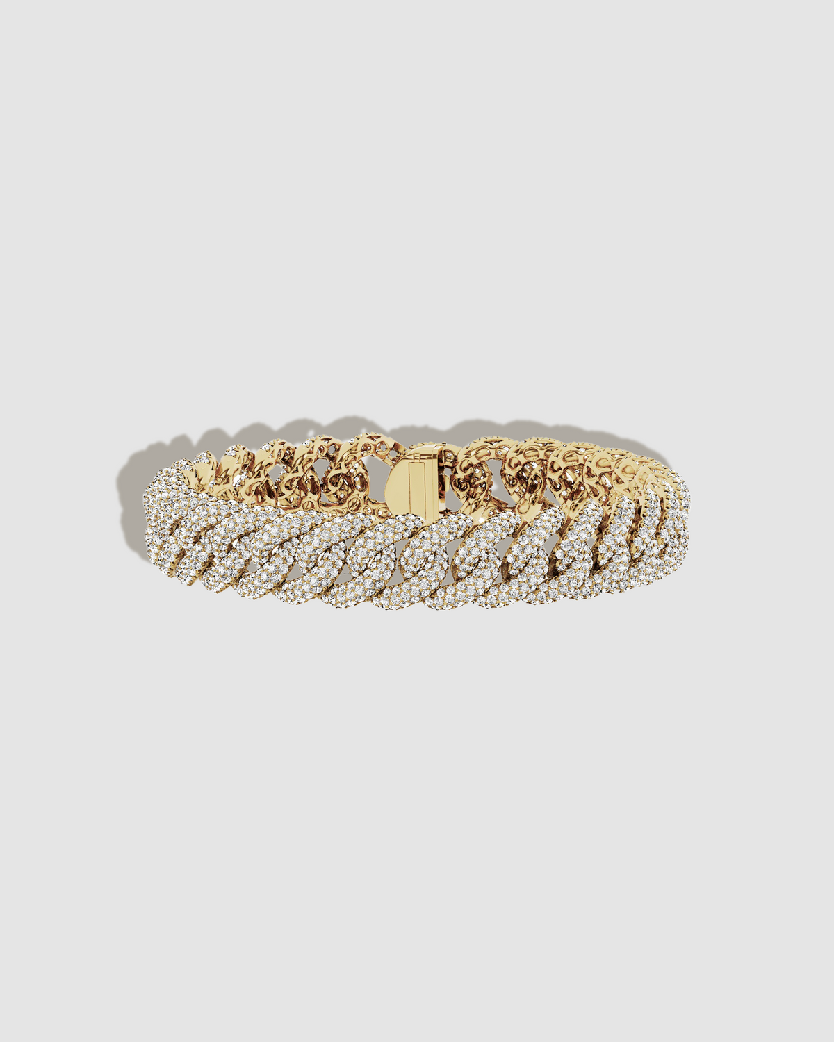 JF Lab - Pavé Diamond Curb Link Bracelet - front view | gold bracelets for women