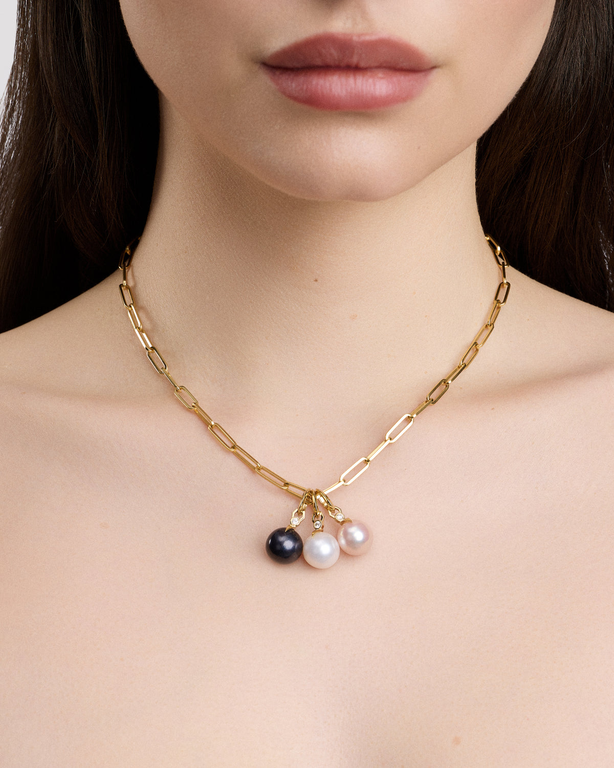 Freshwater Pearl Drop Charm gold charm - front view | necklace with charms