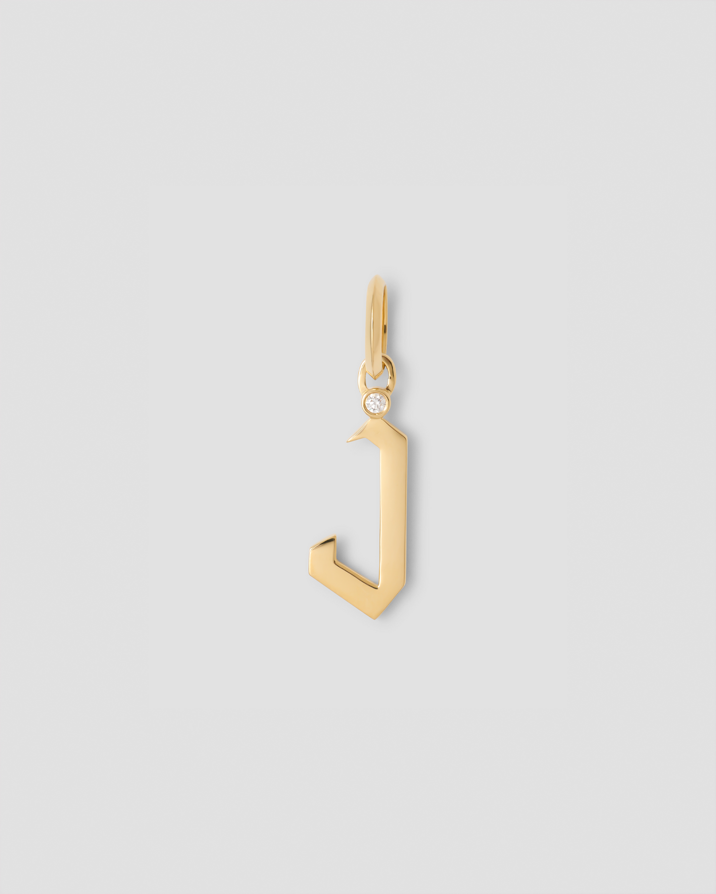Capital Gothic Letter Charm with Diamond in 18K Yellow Gold