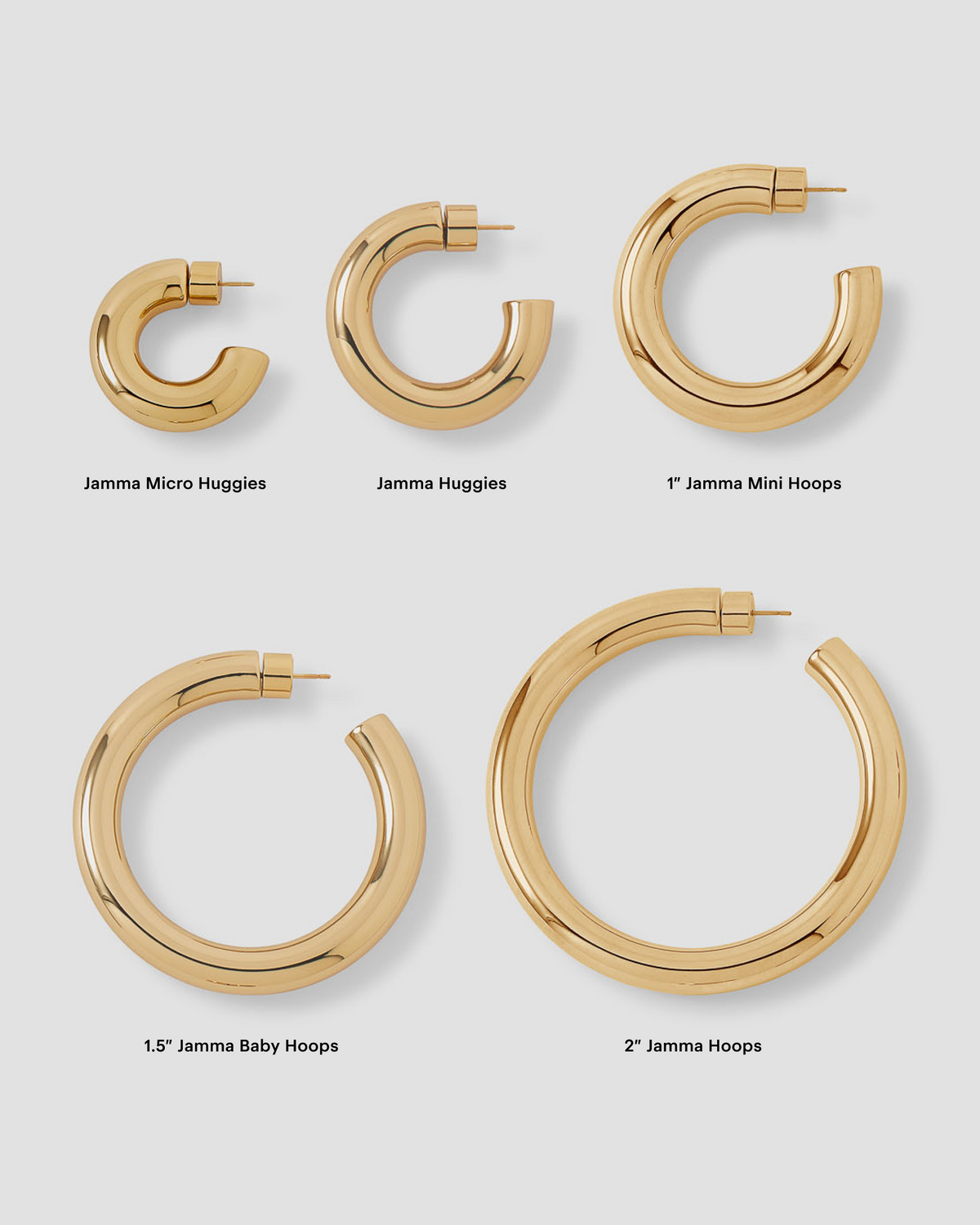 1.5" Jamma Baby Hoops gold earring - front view | hoop earrings