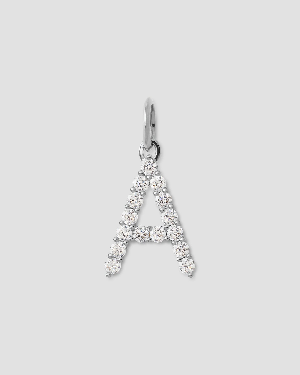 Large Floating Diamond Minimal Block Letter charm - product detail shot | gold charm necklace