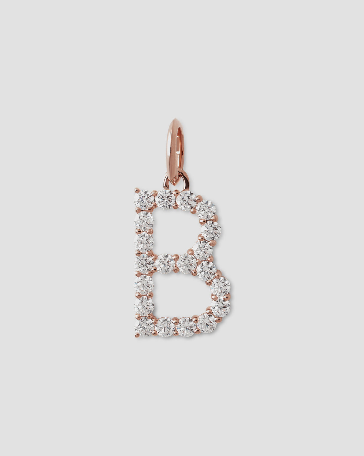 Large Floating Diamond Minimal Block Letter charm - close-up detail | gold charm necklace