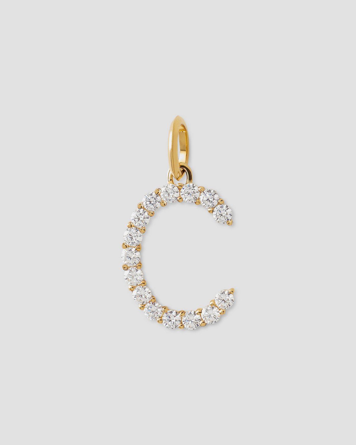 Large Floating Diamond Minimal Block Letter charm - worn look | gold charm necklace