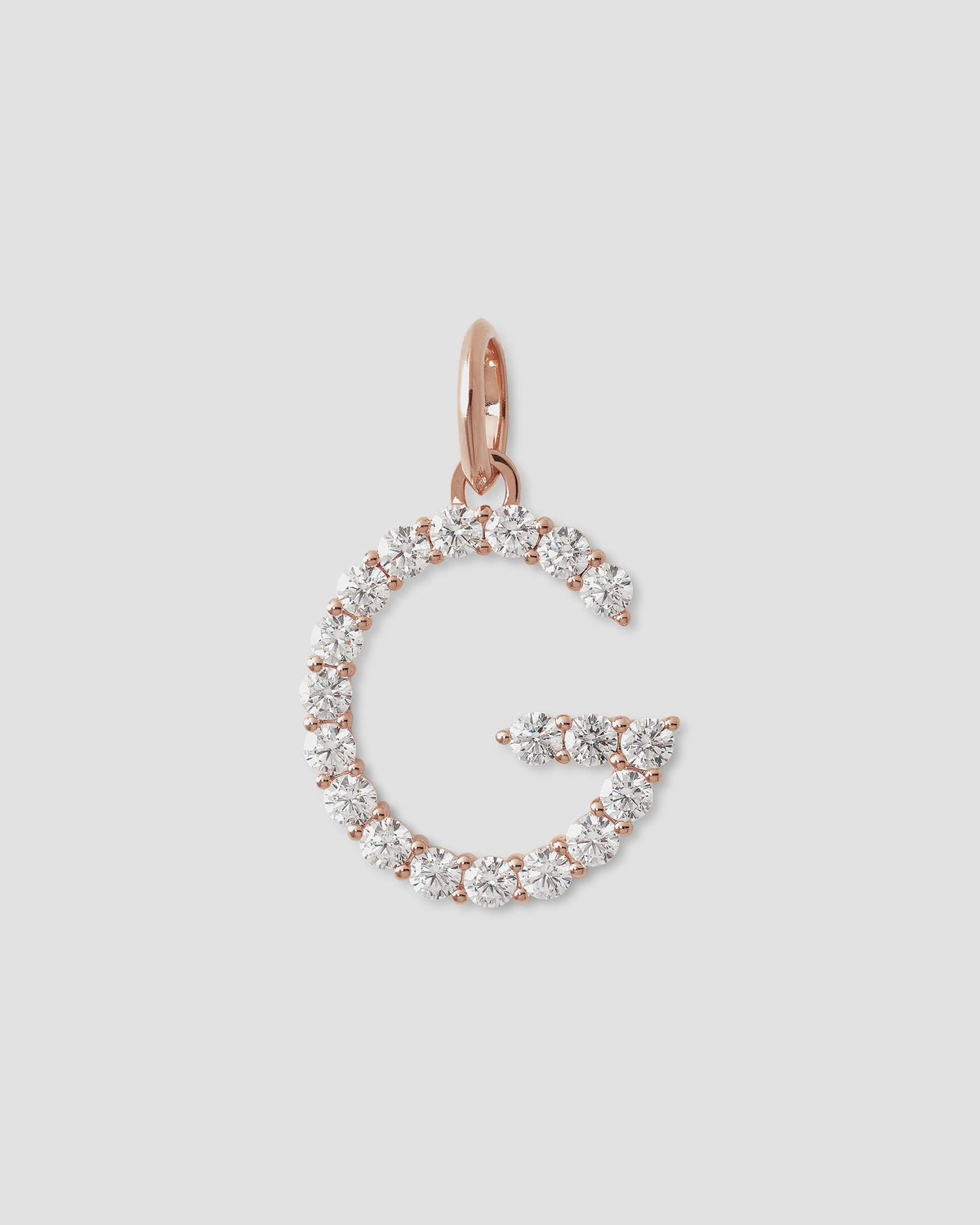 Large Floating Diamond Minimal Block Letter charm - product detail shot | gold charm necklace