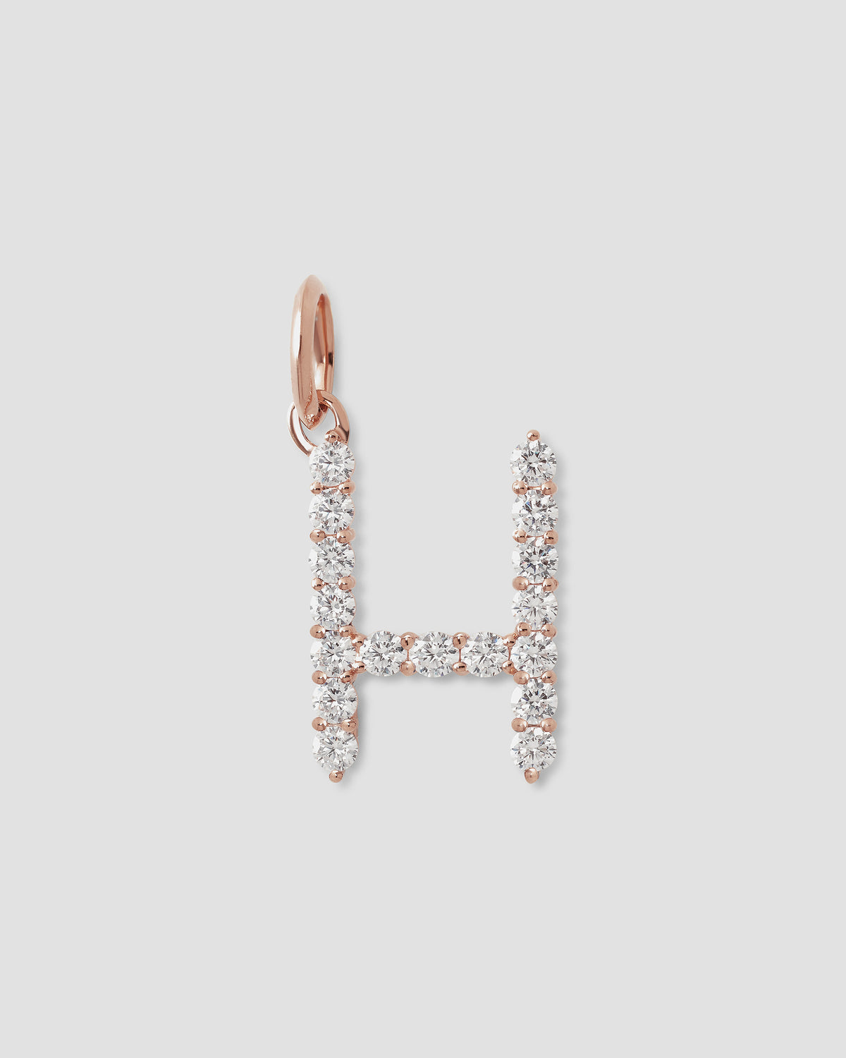 Large Floating Diamond Minimal Block Letter charm - back view | gold charm necklace
