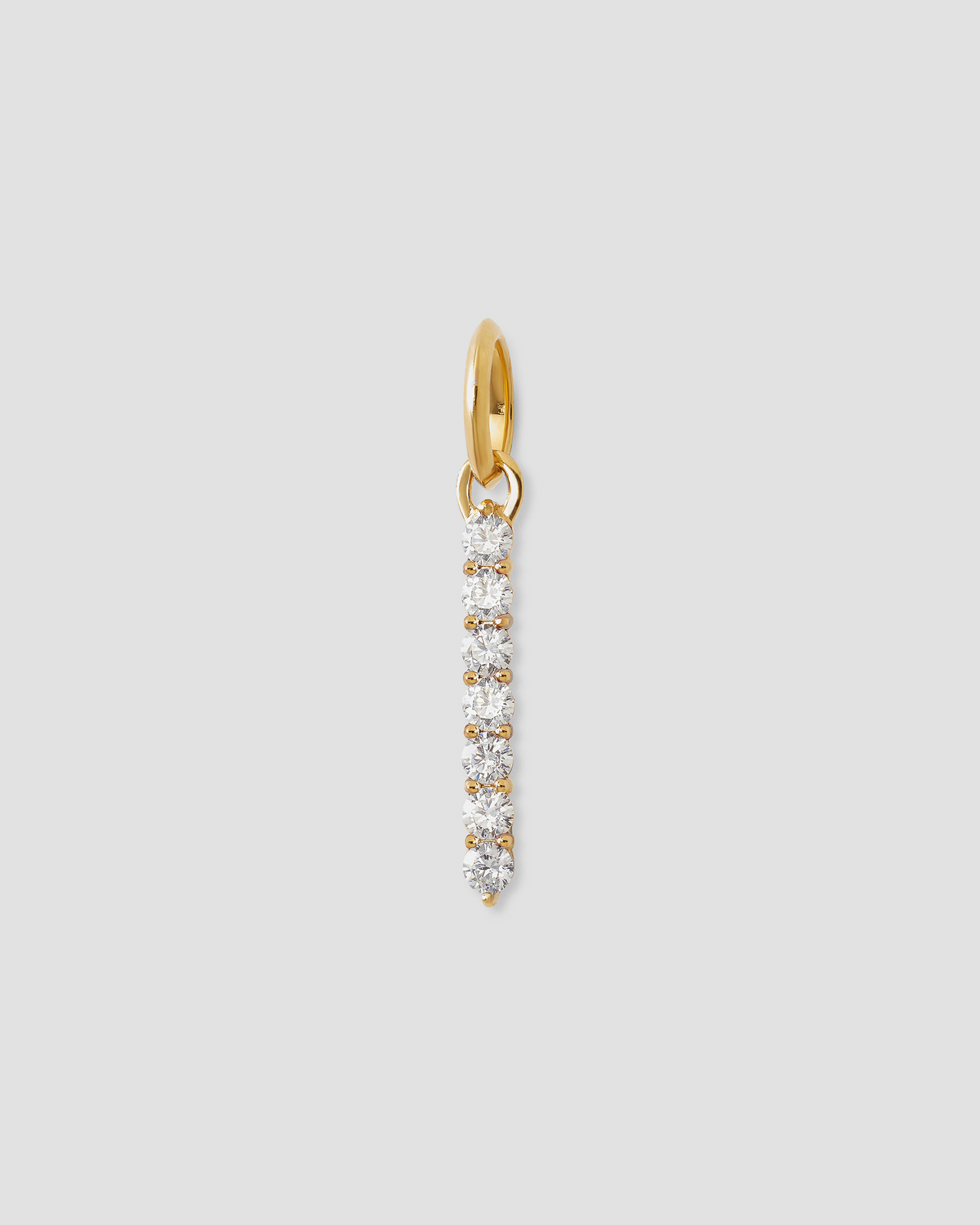 Large Floating Diamond Minimal Block Letter charm - side view | gold charm necklace