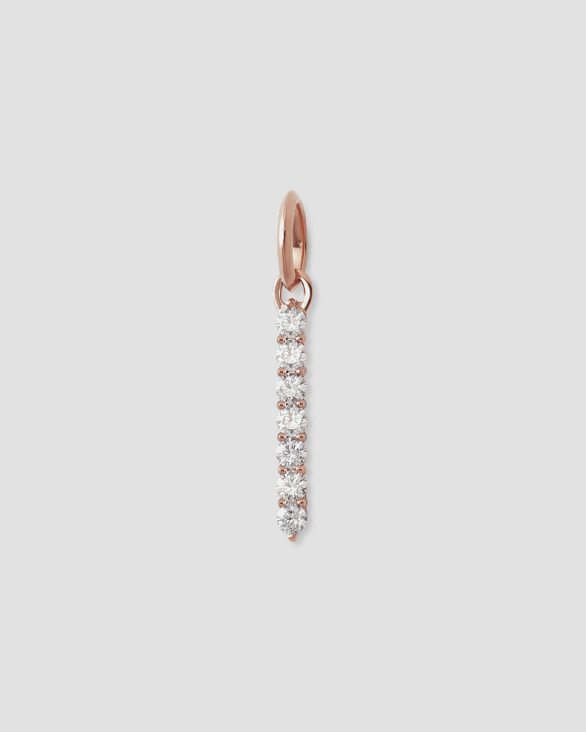Large Floating Diamond Minimal Block Letter charm - front view | gold charm necklace