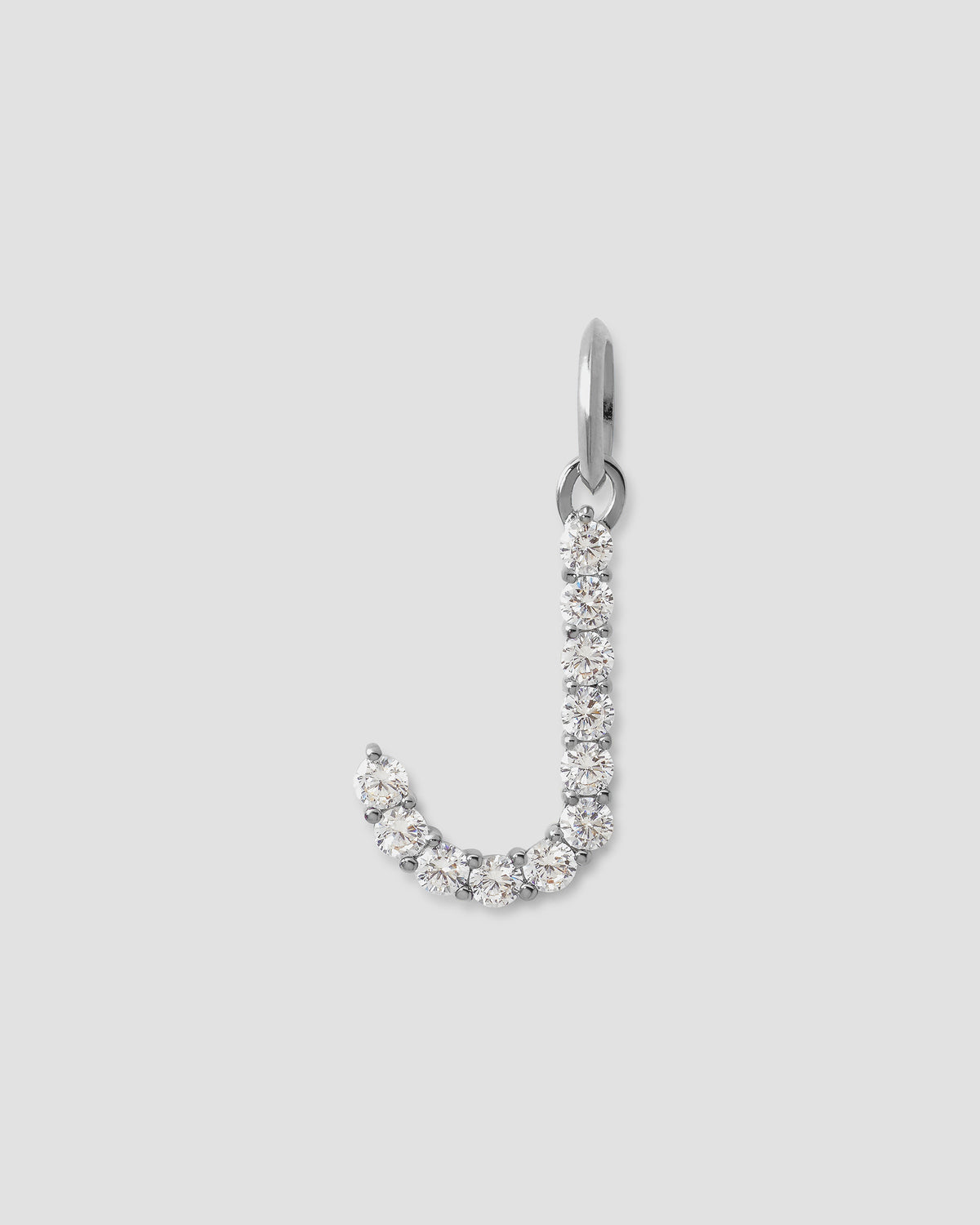 Large Floating Diamond Minimal Block Letter charm - back view | gold charm necklace