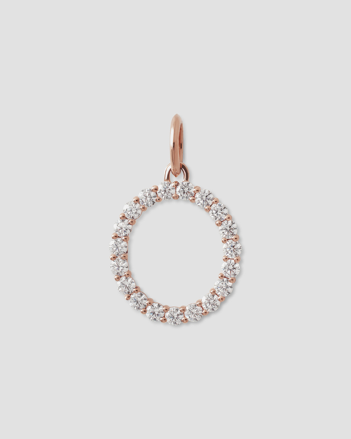 Large Floating Diamond Minimal Block Letter charm - product detail shot | gold charm necklace