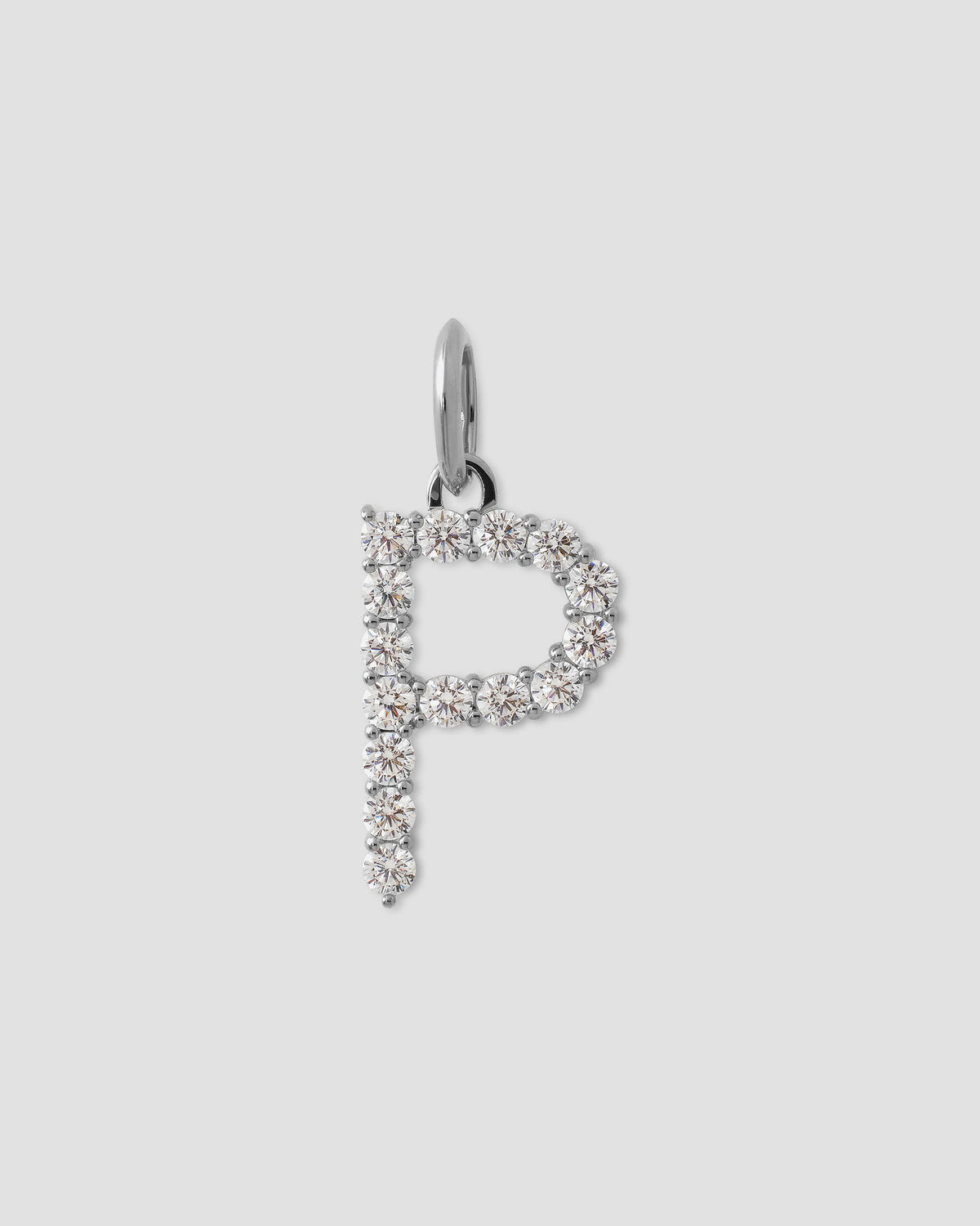 Large Floating Diamond Minimal Block Letter charm - worn look | gold charm necklace