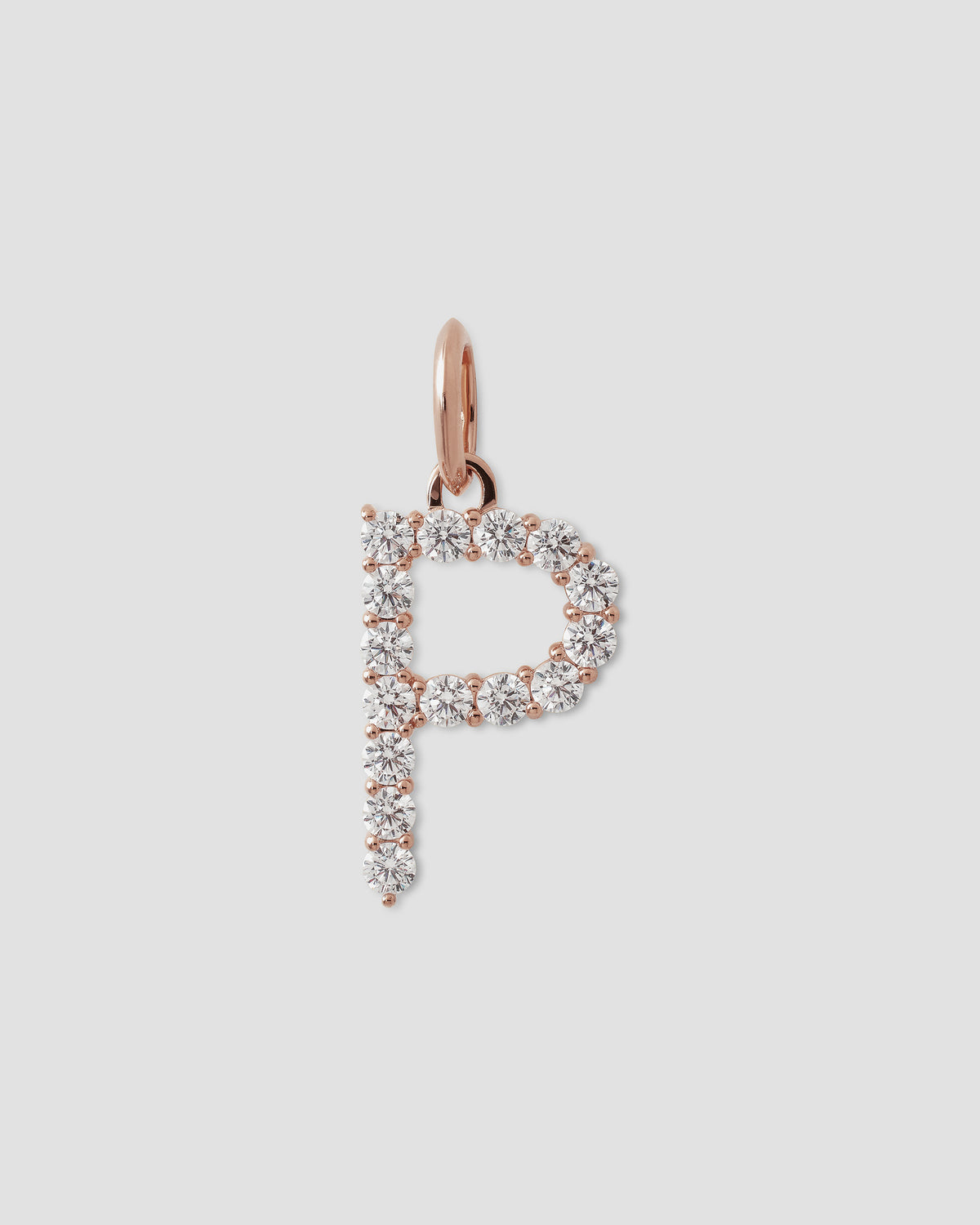 Large Floating Diamond Minimal Block Letter charm - back view | gold charm necklace