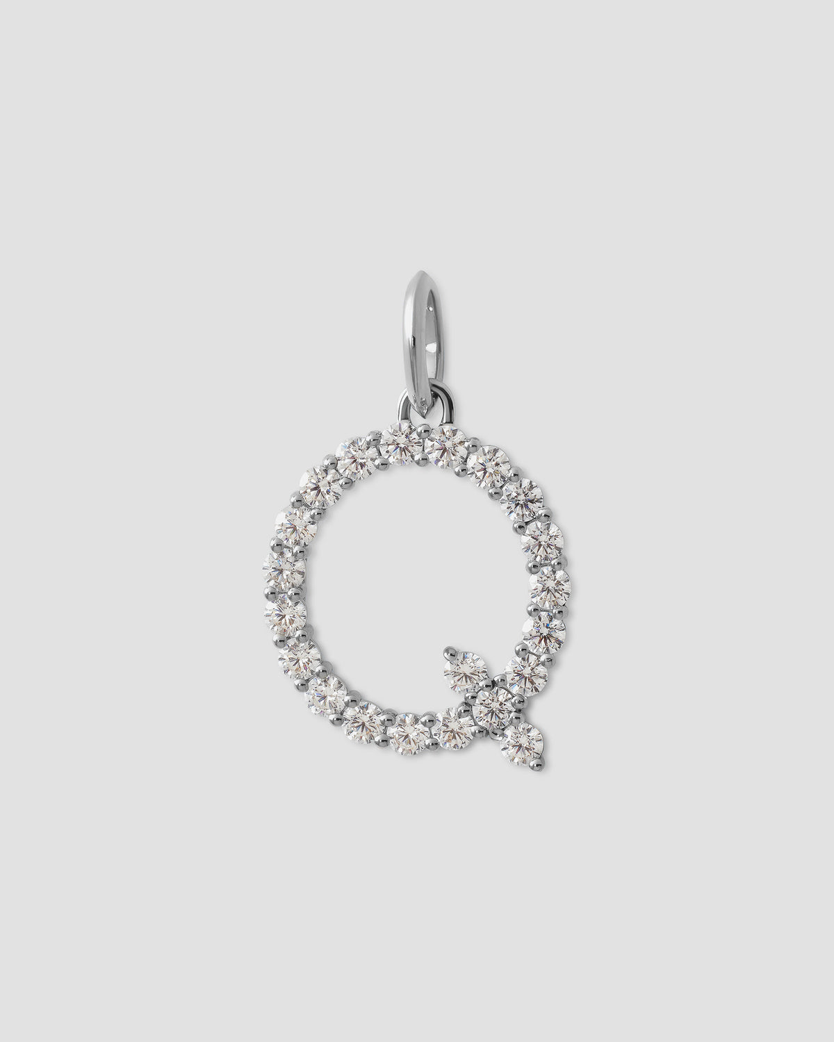 Large Floating Diamond Minimal Block Letter charm - product detail shot | gold charm necklace