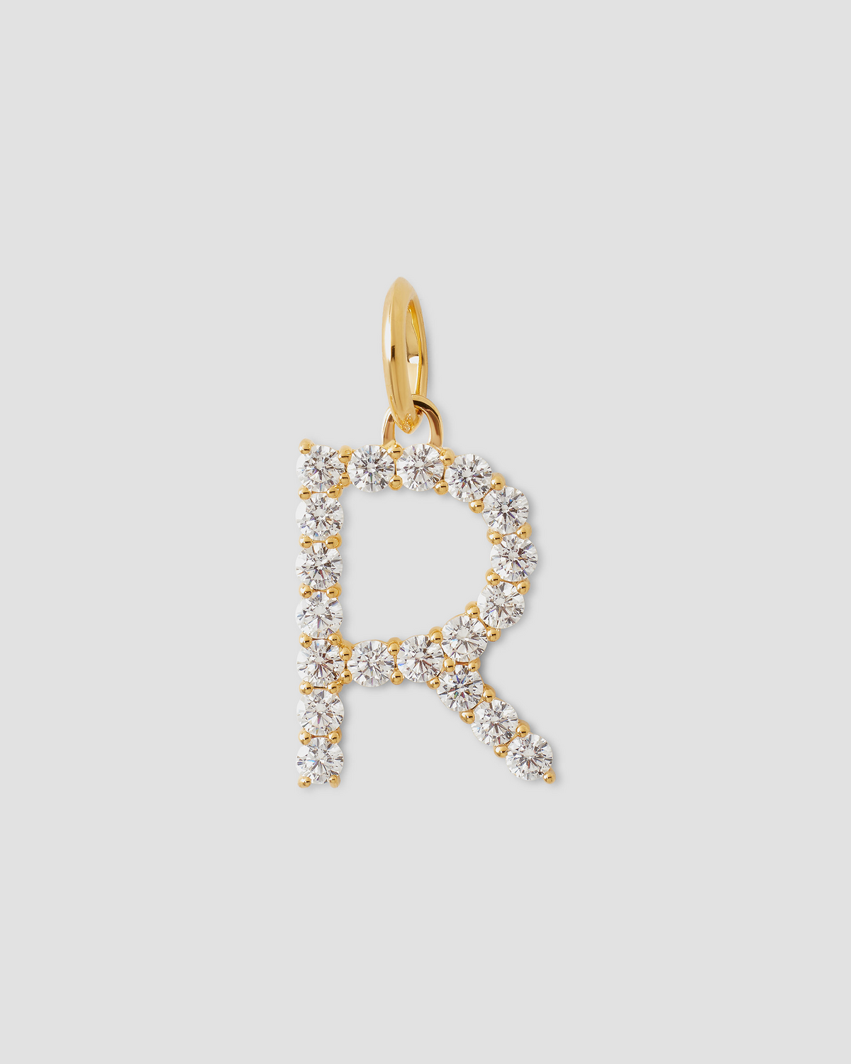 Large Floating Diamond Minimal Block Letter charm - worn look | gold charm necklace