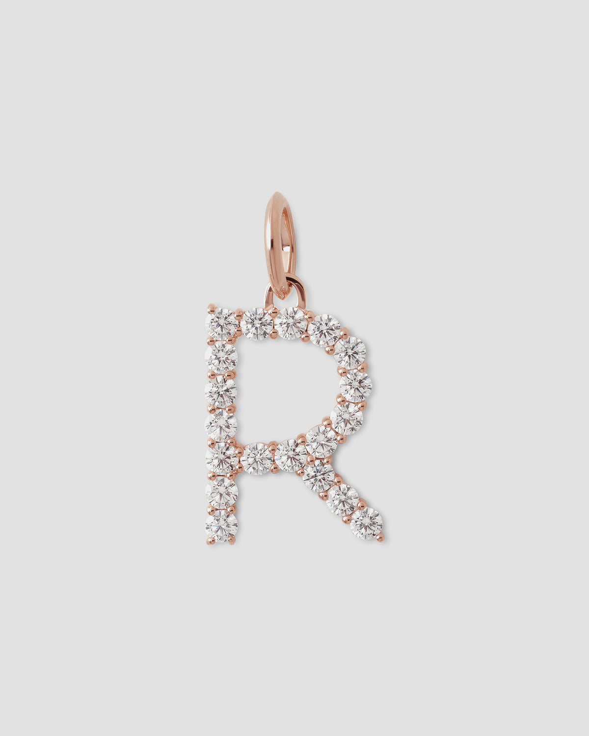 Large Floating Diamond Minimal Block Letter charm - close-up detail | gold charm necklace
