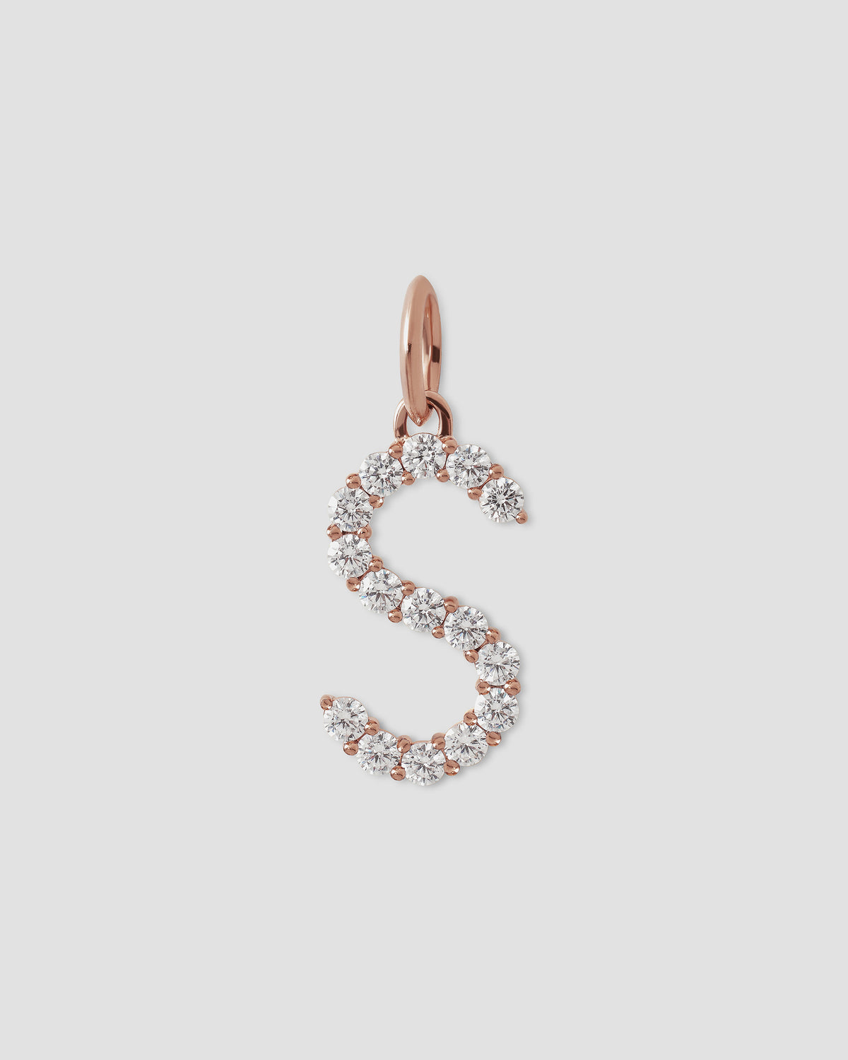 Large Floating Diamond Minimal Block Letter charm - styled on model | gold charm necklace
