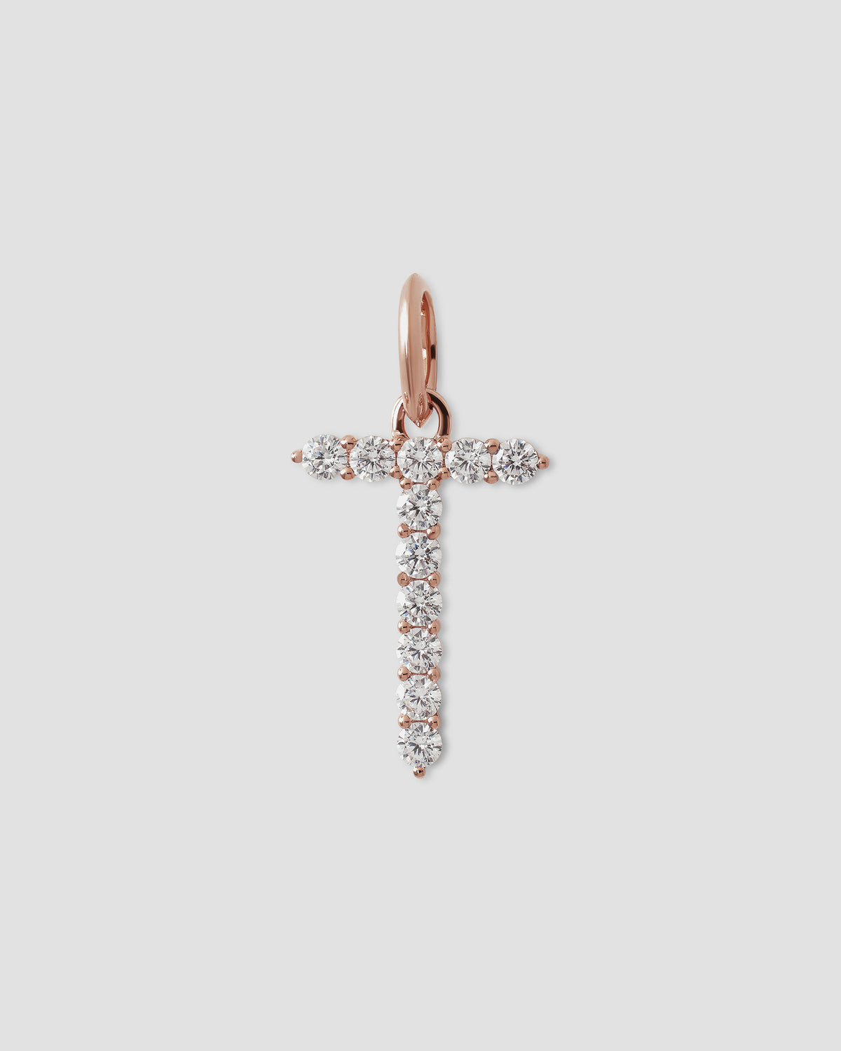 Large Floating Diamond Minimal Block Letter charm - alternate angle | gold charm necklace