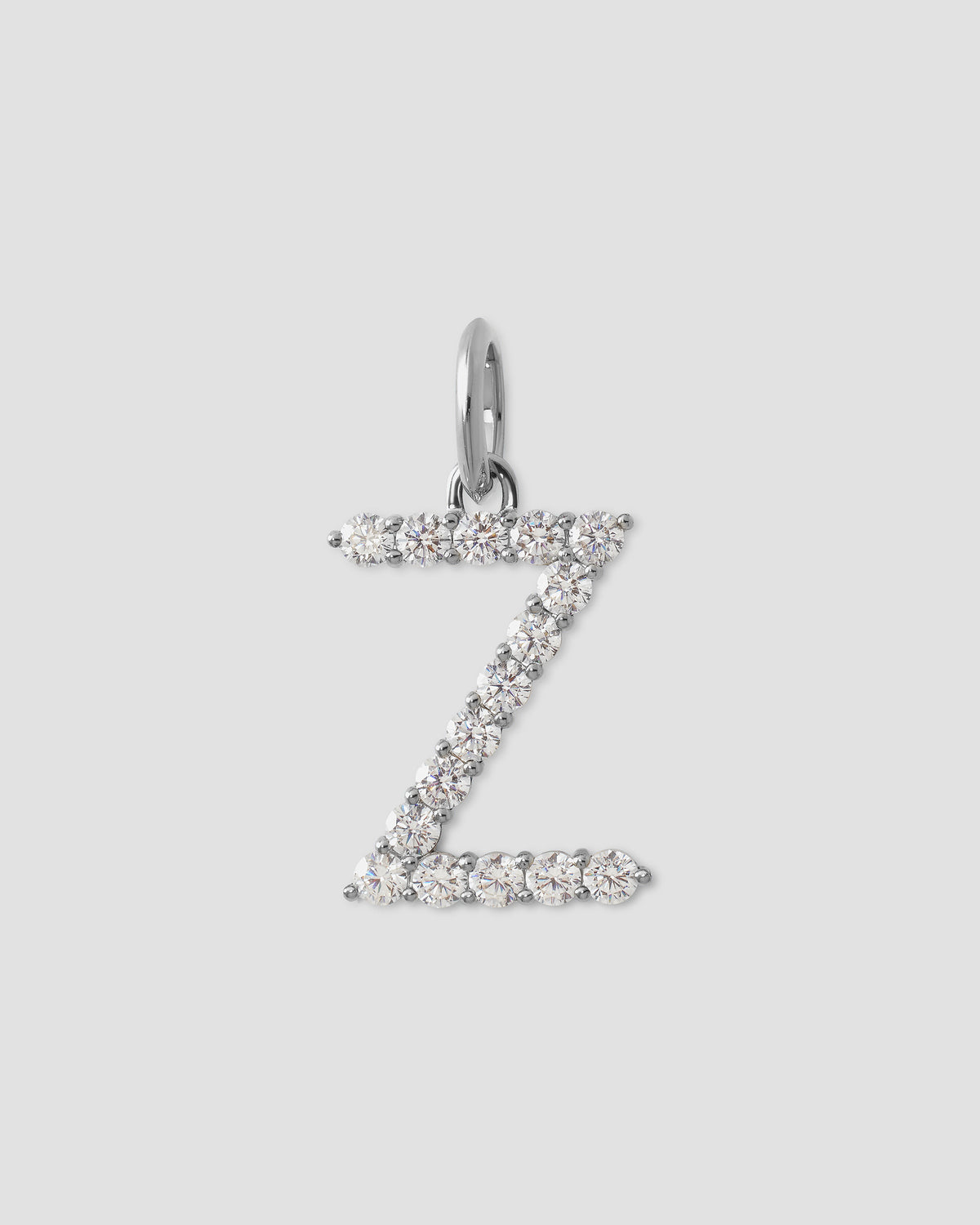 Large Floating Diamond Minimal Block Letter charm - back view | gold charm necklace