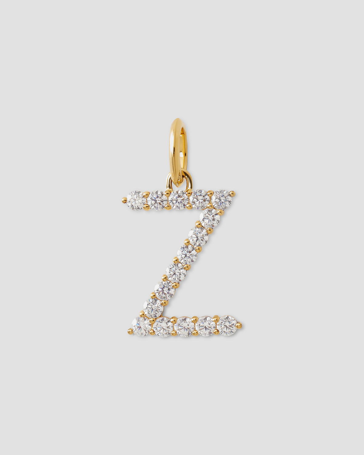 Large Floating Diamond Minimal Block Letter charm - worn look | gold charm necklace