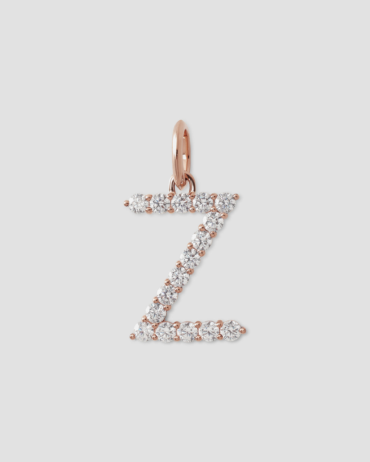 Large Floating Diamond Minimal Block Letter charm - close-up detail | gold charm necklace