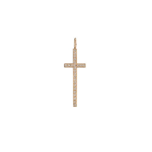 Jennifer Fisher - Large Cross with Pave White Diamonds - Yellow Gold